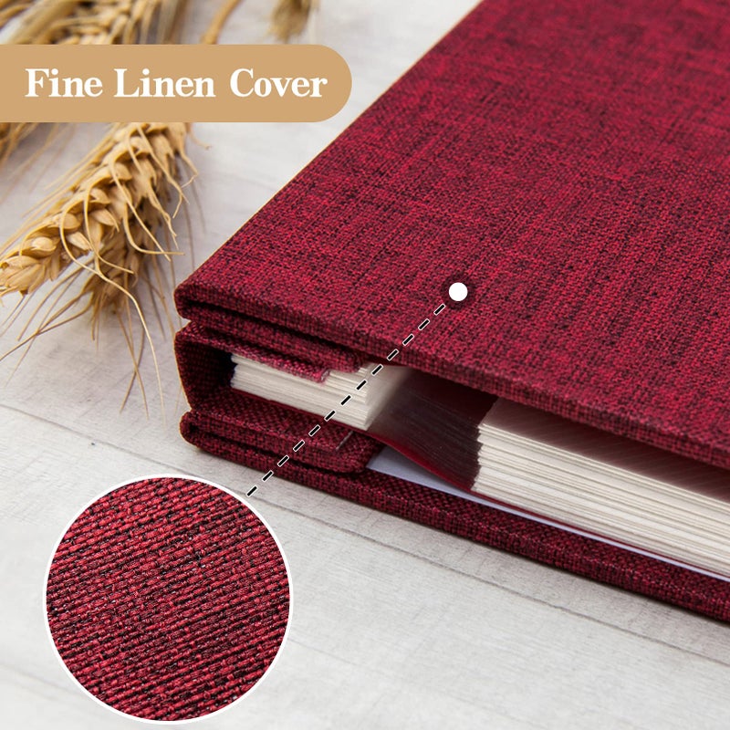 potricher Large Photo Album Self Adhesive 3x5 4x6 5x7 8x10 10x12 Pictures Linen Cover 40 Blank Pages Magnetic DIY Scrapbook Albums with A Metallic Pen (Red) - Image 5